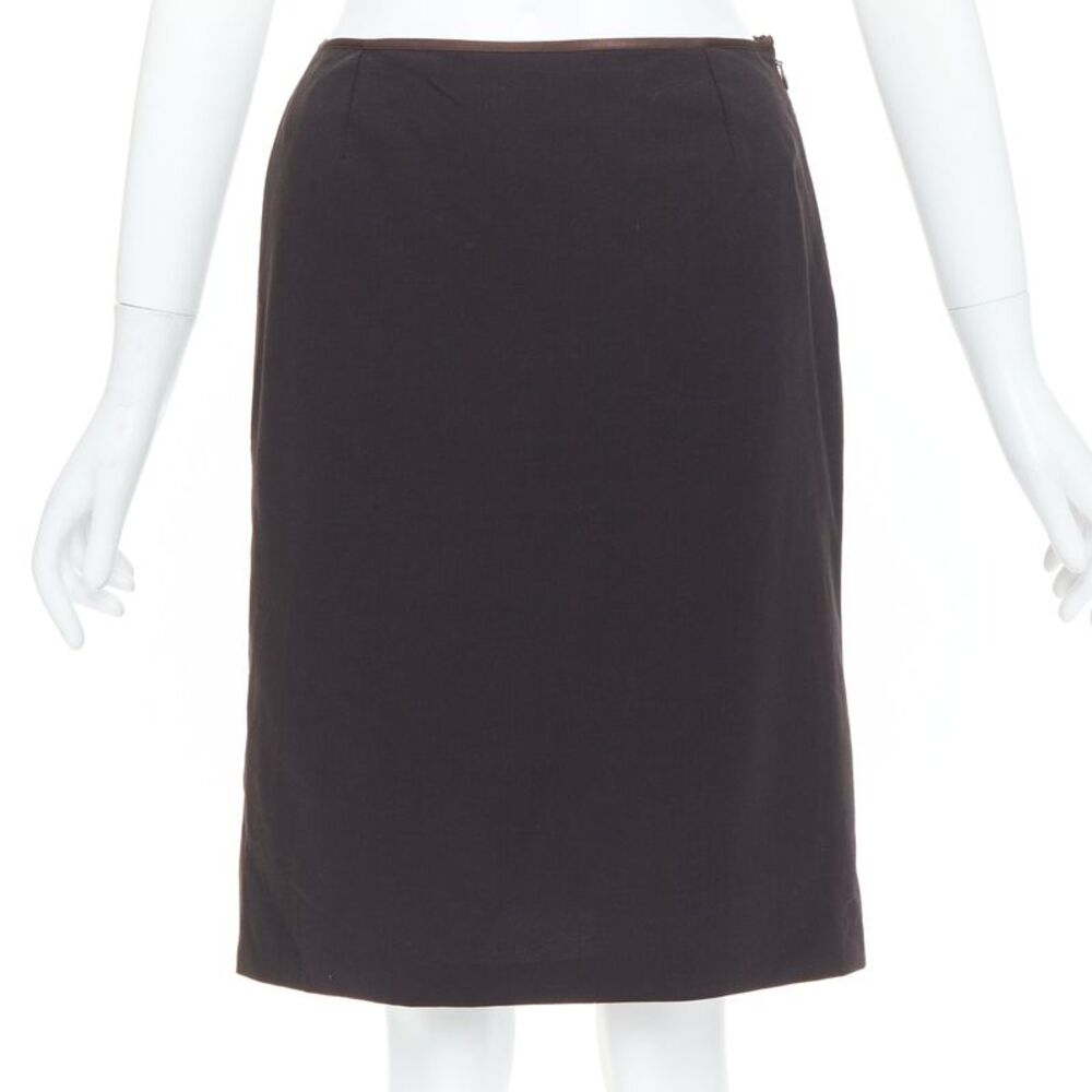 Fendi Brown Mid Rise Straight Pencil Skirt